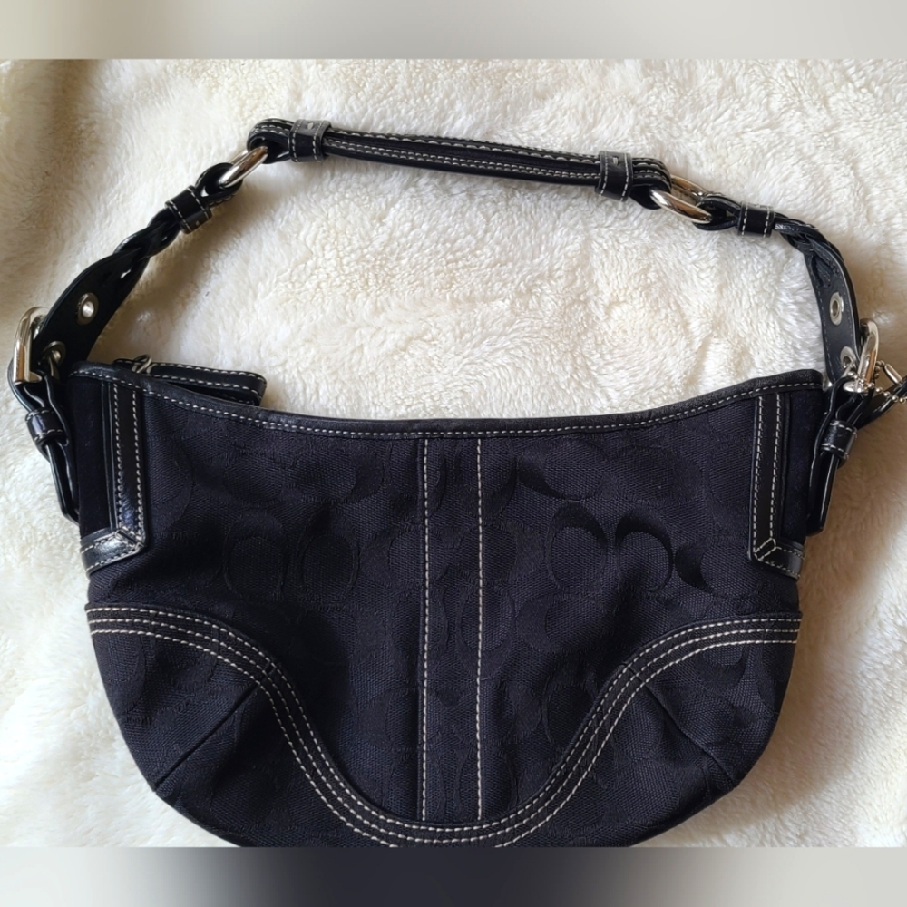 COACH Canvas w/Leather trim Hobo 6266 EUC